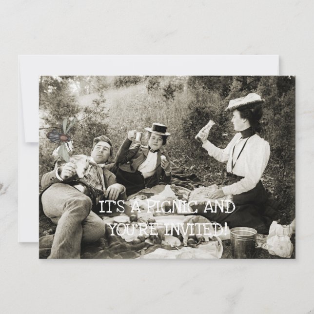 INVITATION PÉRIODE EDWARDIENNE FUNNY FUNNY FLY MAN BEAUTY WOM (Devant)