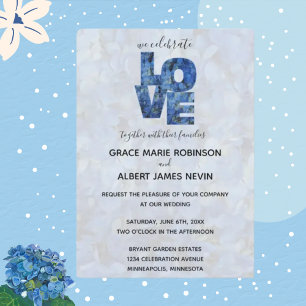 Invitation Périwinkle Blue Hydrangeas Fleurs Mariage