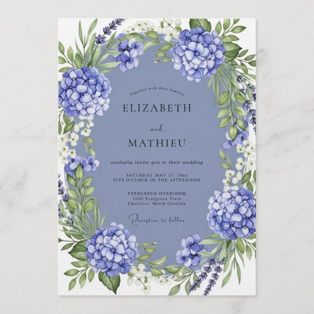 Invitation Periwinkle Lush Botanical Wedding (Devant)