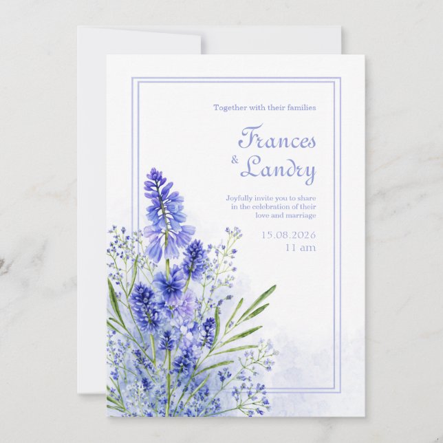 Invitation Periwinkle Watercolor Botanical Muscari Frame (Devant)