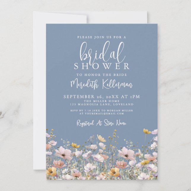 Invitation Periwinkle Wildflower Bridal Shower (Devant)
