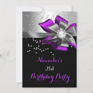 Invitation Perle d'Anniversaire de Bow Black violet