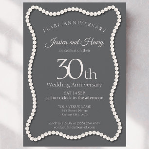 Invitation Perle Élégante photo du 30e anniversaire de mariag
