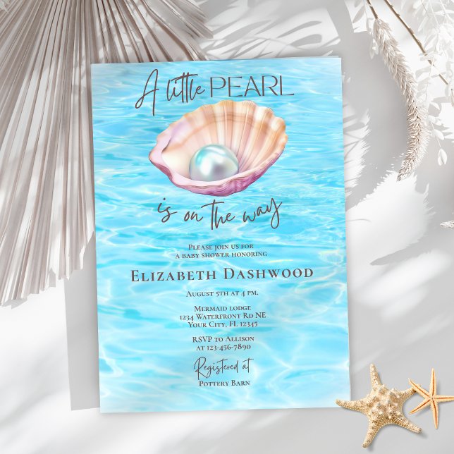 Invitation Perle sur le chemin Seashell Girl Baby shower (Créateur téléchargé)
