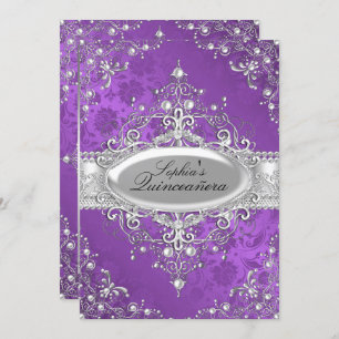 Invitation Perle violette Vintage Glamor Quinceanera