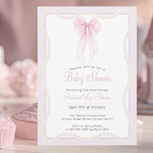 Invitation Perles arc rose pâle petit baby shower millénaire