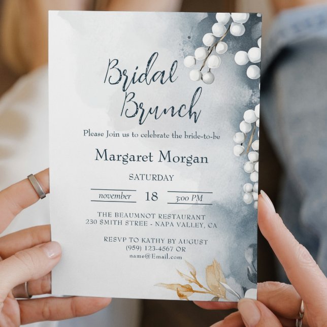 Invitation Perles blanches I Brunch nuptial floral (Créateur téléchargé)