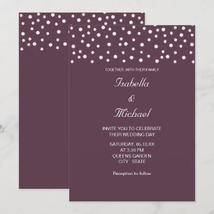 Invitation Perles chic et calligraphie sur Cassis Purple Mari