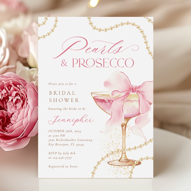Invitation Perles de cabot rose et Fête des mariées de poursu (Créateur téléchargé)
