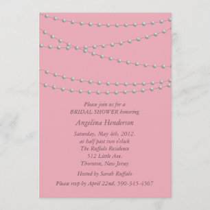 Invitation Perles de Dainty sur Fête de l'mariée rose
