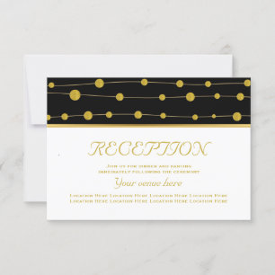 Invitation Perles de feuilles d'or noires réception de mariag