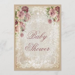 Invitation Perles de roses et baby shower chics minables de