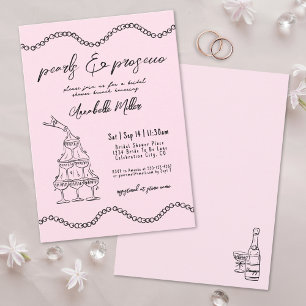Invitation Perles Dessinées à la Main Fête de Mariage Prosecc