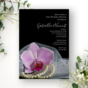 Invitation Perles d'Orchidée Rose sur Brunch de Mariage Après