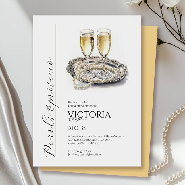 Invitation Perles élégantes et Fête des mariées de poursuites (Créateur téléchargé)