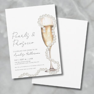 Invitation Perles Élégantes & Prosecco Cuvée de Champagne Ent