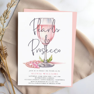 Invitation Perles et Fête des mariées d'aquarelle Prosecco ro