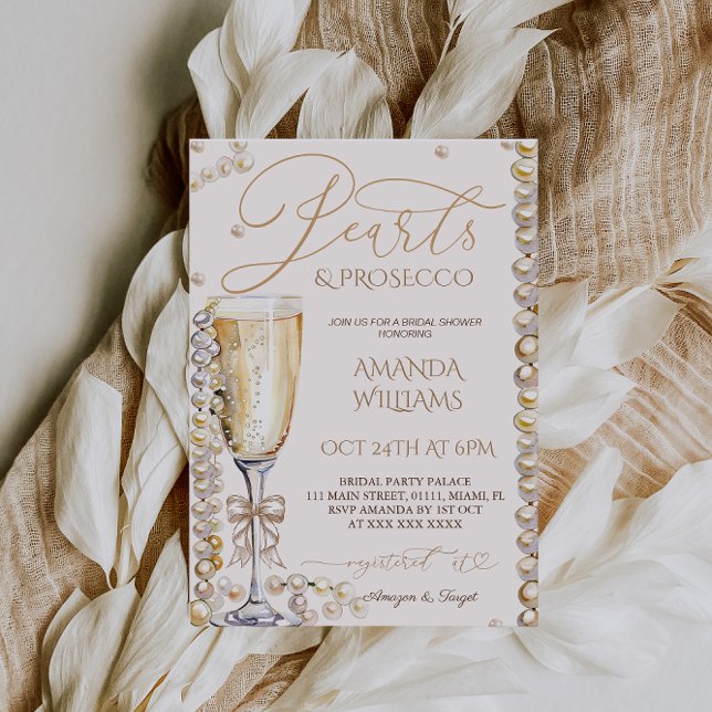 Invitation Perles et Fête des mariées de poursuites Élégant (Créateur téléchargé)