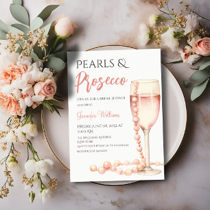 Invitation Perles et Fête des mariées rose pâle Prosecco