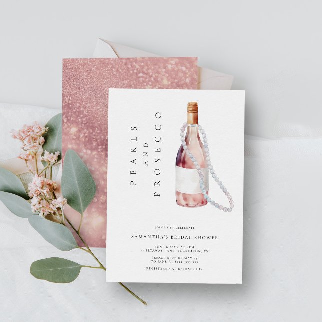 Invitation Perles et poursuites Fête des mariées élégante (Créateur téléchargé)