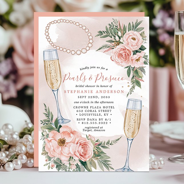 Invitation Perles et poursuites Fête des mariées élégante (Créateur téléchargé)