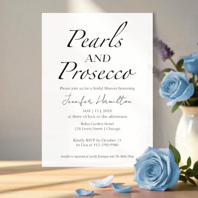 Invitation Perles et poursuites | Fête des mariées noire et b (Créateur téléchargé)