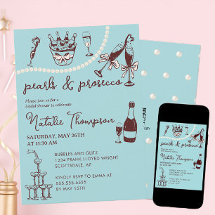 Invitation Perles et poursuites Fête des mariées personnalisé