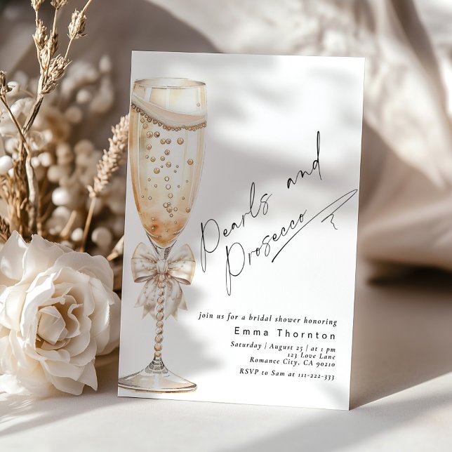 Invitation Perles et Prosecco Fête des mariées moderne minima (Créateur téléchargé)