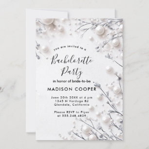 Invitation Perles florales blanches Fête Bachelorette