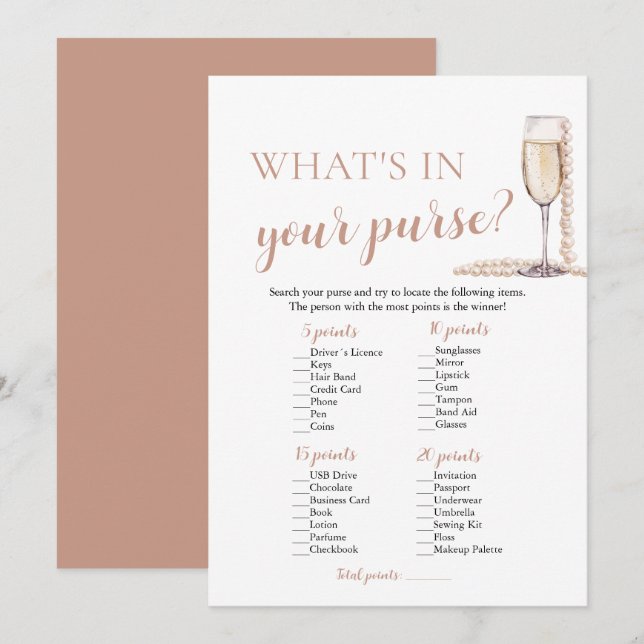 Invitation Perles Modernes & Prosecco Qu'est-ce que vous avez (Devant / Derrière)