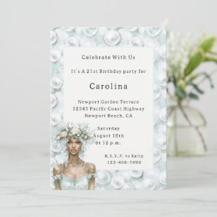 Invitation Perles noires pour l'anniversaire d'une femme