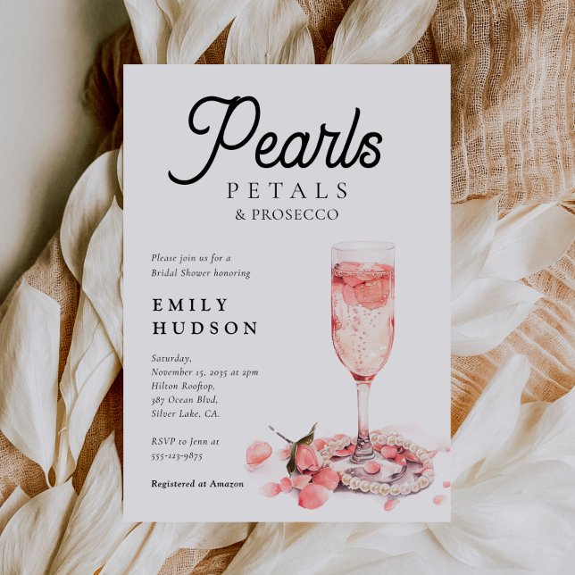 Invitation Perles Pétales et Fête des mariées de poursuites (Créateur téléchargé)
