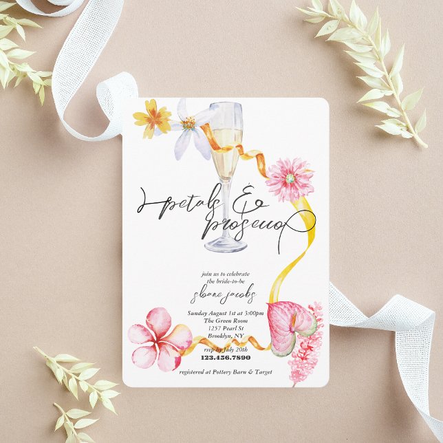 Invitation Perles, pétales + Procureure | Fête des mariées de (Créateur téléchargé)