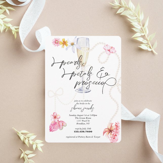 Invitation Perles, pétales + Procureure | Fête des mariées te (Créateur téléchargé)