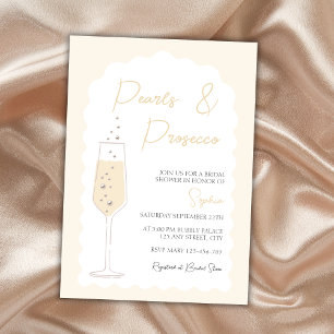 Invitation Perles & Prosecco Fête des mariées d'arc ondulé