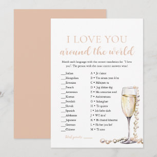Invitation Perles & Prosecco Je T'Aime Autour du Monde Jeu