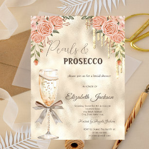 Invitation Perles Prosecco Nœud Paillettes Gouttes Bohème Ros