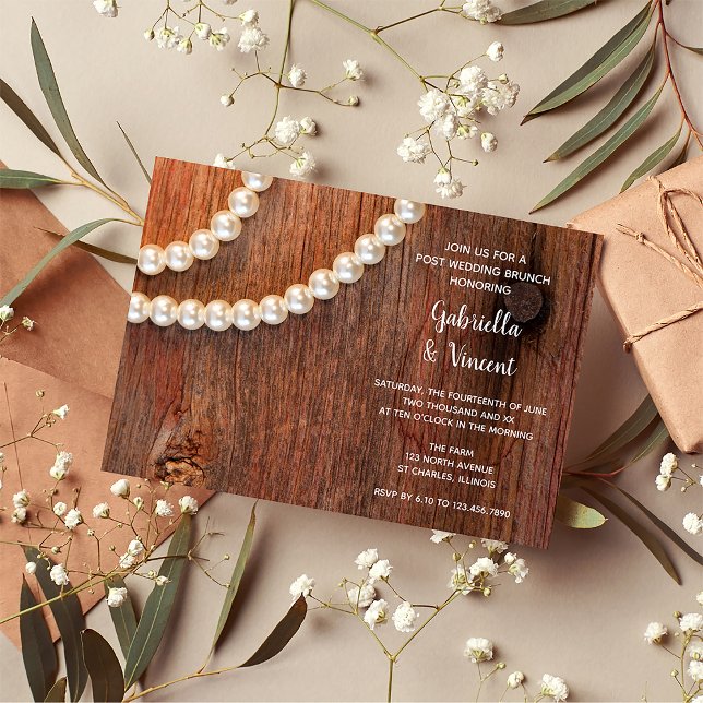 Invitation Perles rustiques et brunch de mariage après la cér (Créateur téléchargé)