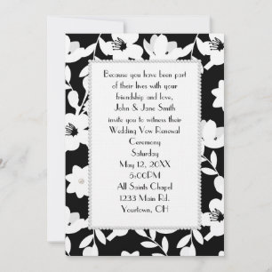 Invitation Perles Sur Fleurs Noires Et Blanches