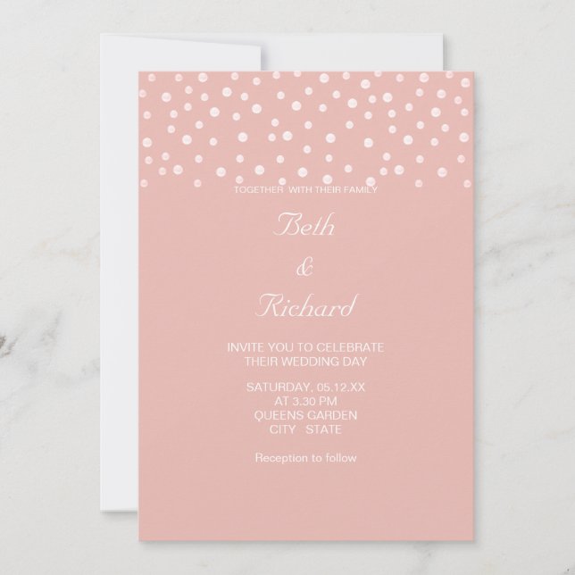 Invitation Perles sur or Rose (Devant)