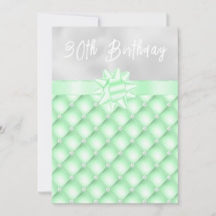 Invitation Perles touffues vertes et argentées fête d'anniver