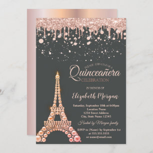 Invitation Perles Tour Eiffel, Pots Dérivés Quinceañera