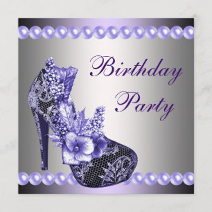 Invitation Perles violet talons hauts Chaussures fête d'anniv
