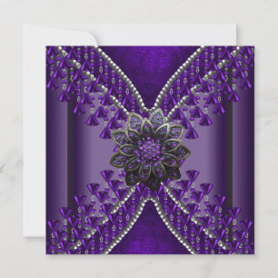 Invitation Perles violettes pour fête d'anniversaire