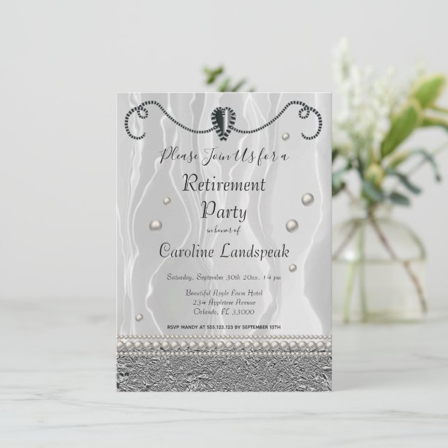 Invitation Perles & White Soie Retraite Party (Debout devant)