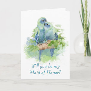 Invitation Perroquet Bleu Aquarelle Demoiselle d'Honneur Oise