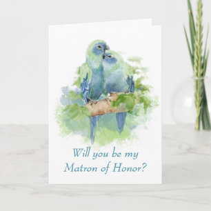 Invitation Perroquet Bleu Aquarelle Demoiselle d'Honneur Trop