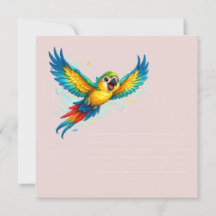 Invitation Perroquet Coloré Heureux en Vol Design d'Oiseau Ka