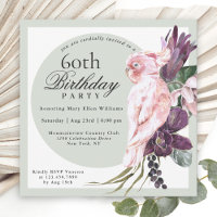 Perroquet rose tropical et floral Sage 60e anniver