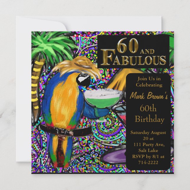 Invitation Perroquets de Fête (Devant)
